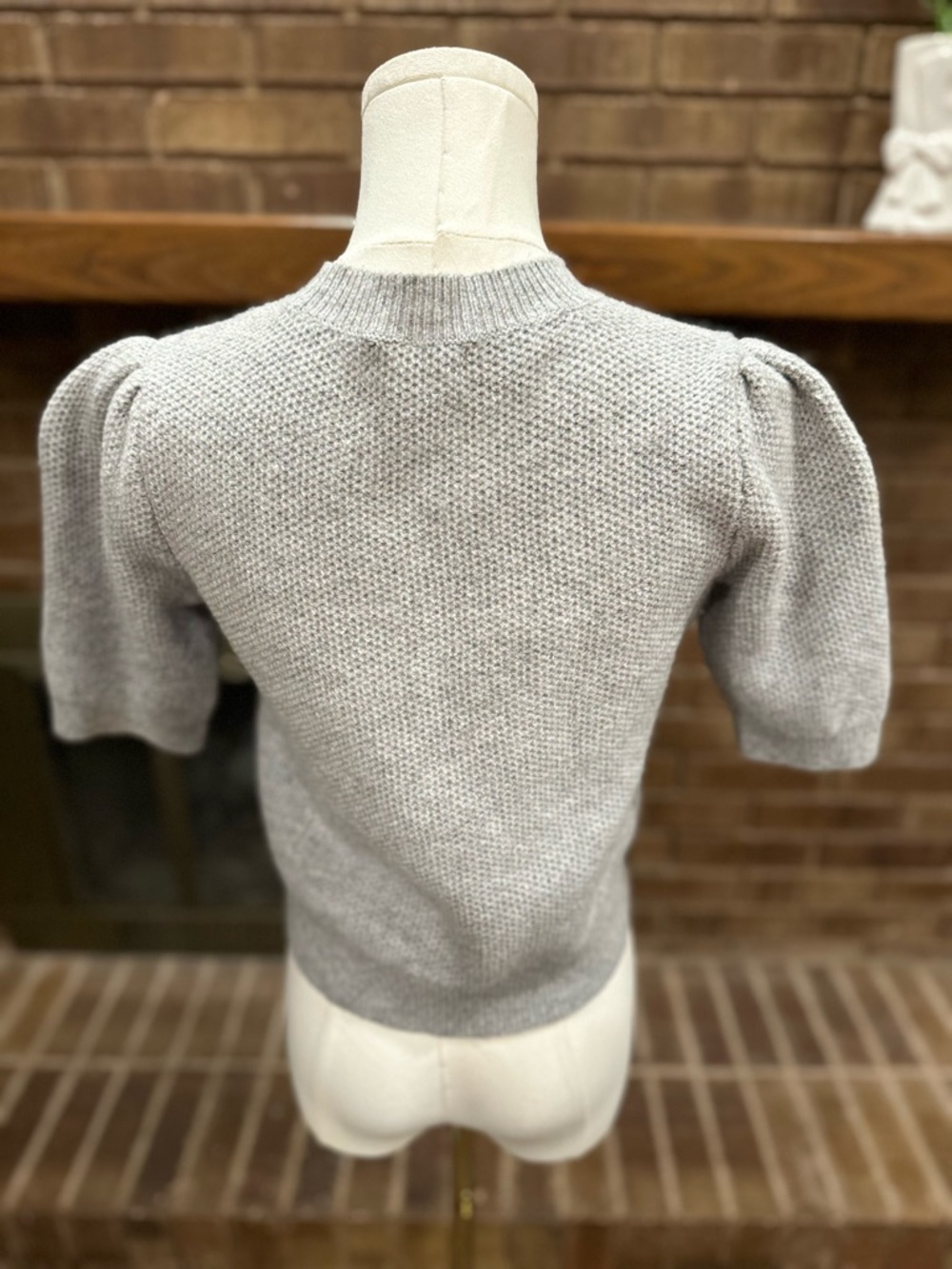 Madewell Heather Grey Puff Sleeve Textured Knit Sweater Top S Wool Blend - Picture 4 of 6